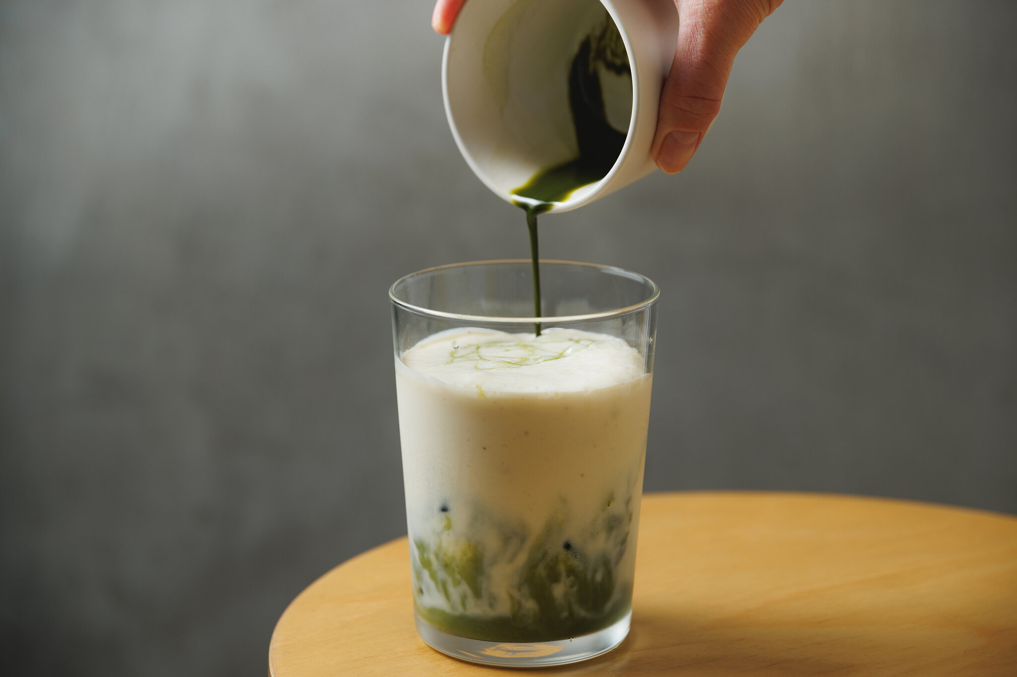 Matcha and milk layers