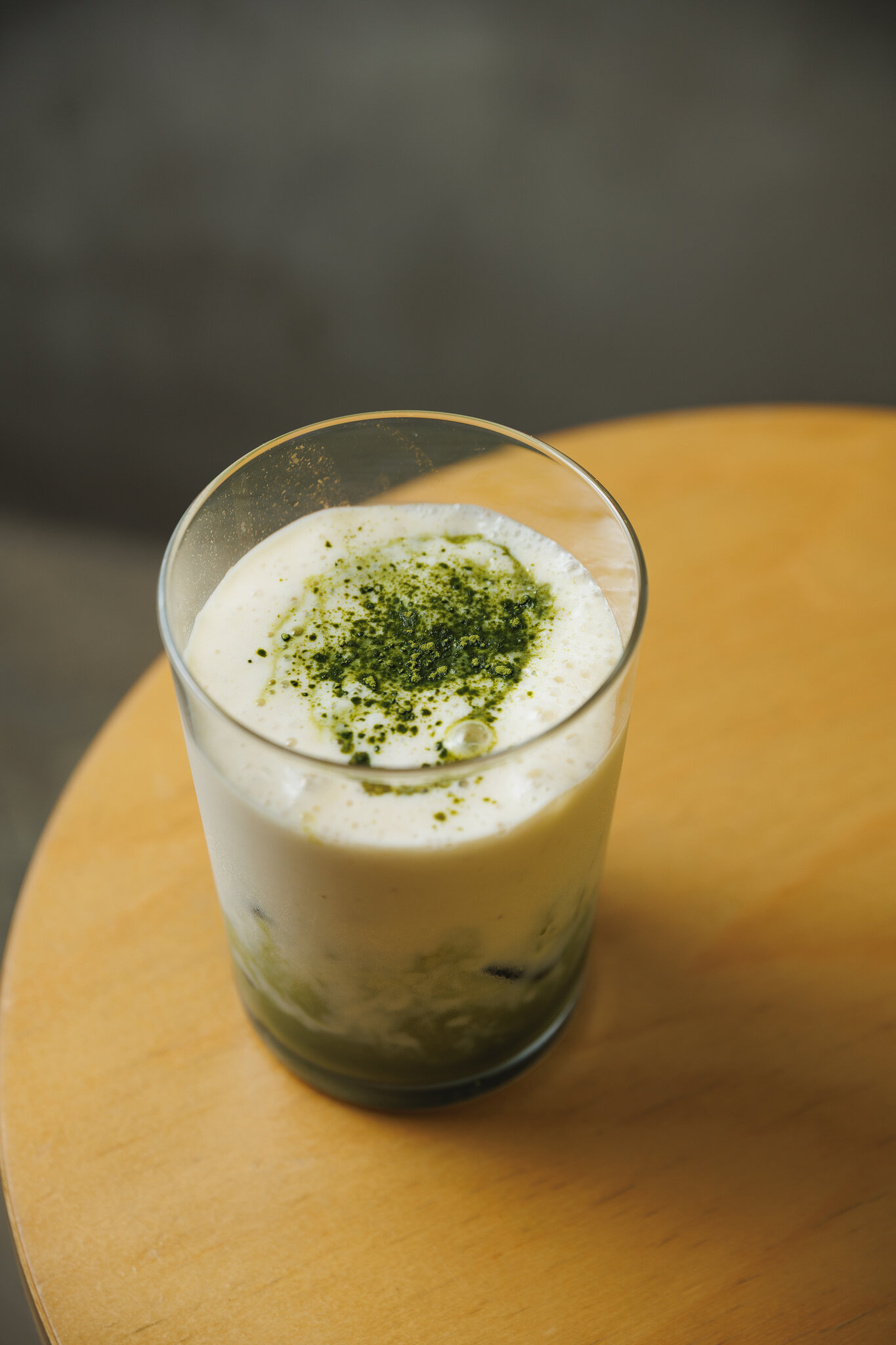 Matcha banana shake close-up